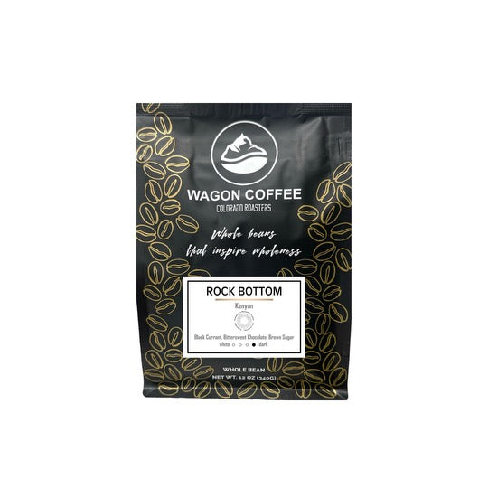 Rock bottom coffee bag for a Kenya dark roast.